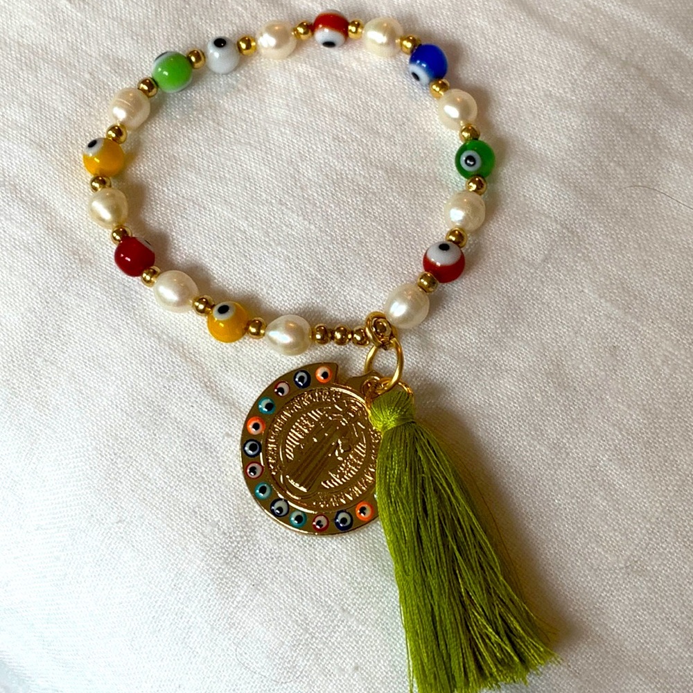 Evil eye and tassel bracelet